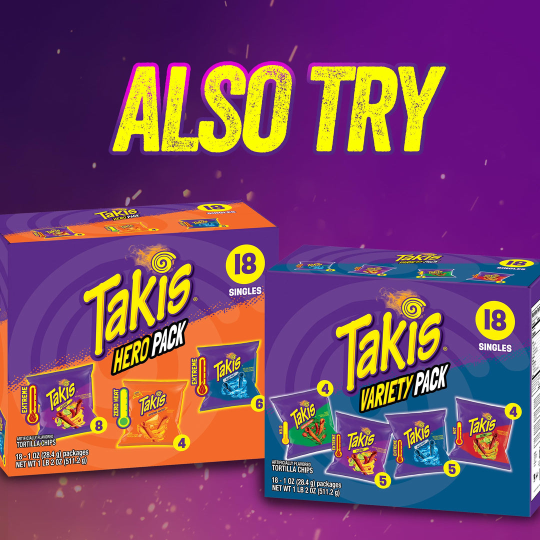 Takis Mini Rolled Tortilla Chips, Fuego, 25 Count