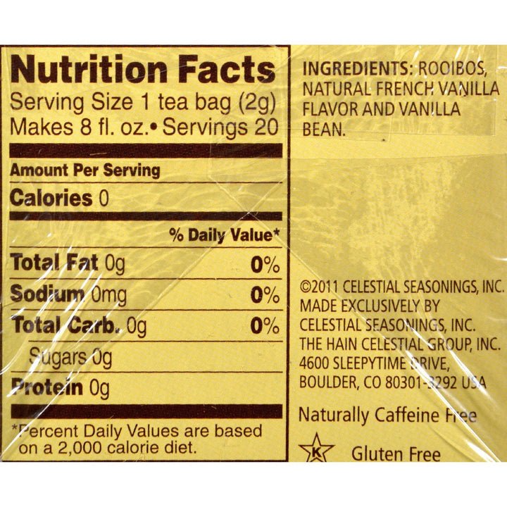 Celestial Seasonings Rooibos Tea, Madagascar Vanilla, 20 Count