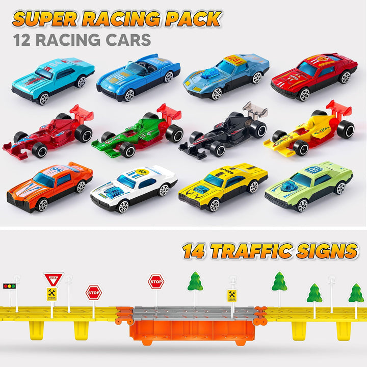 JOYIN 3 Layer Foldable Track Carrier Truck Set, 12 Count