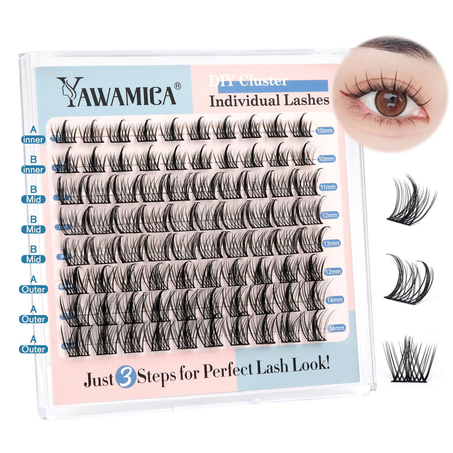 Yawamica Lash Clusters, D Curl, 2 Styles, 80 Count