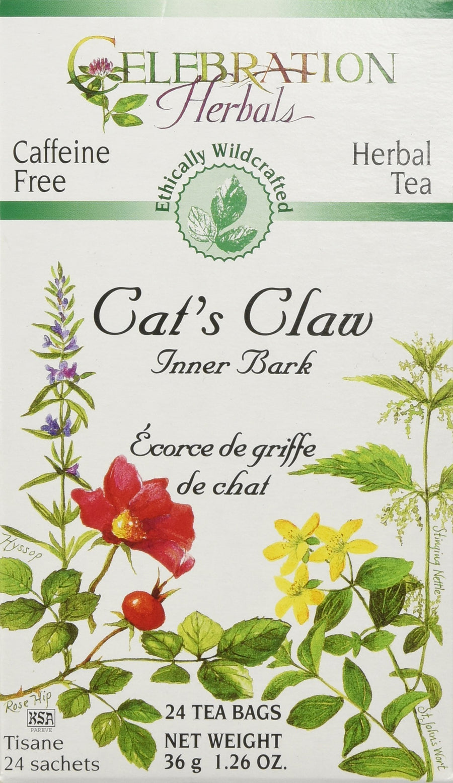 Celebration Herbals Cat's Claw Inner Bark, Herbal Tea, 24 Count