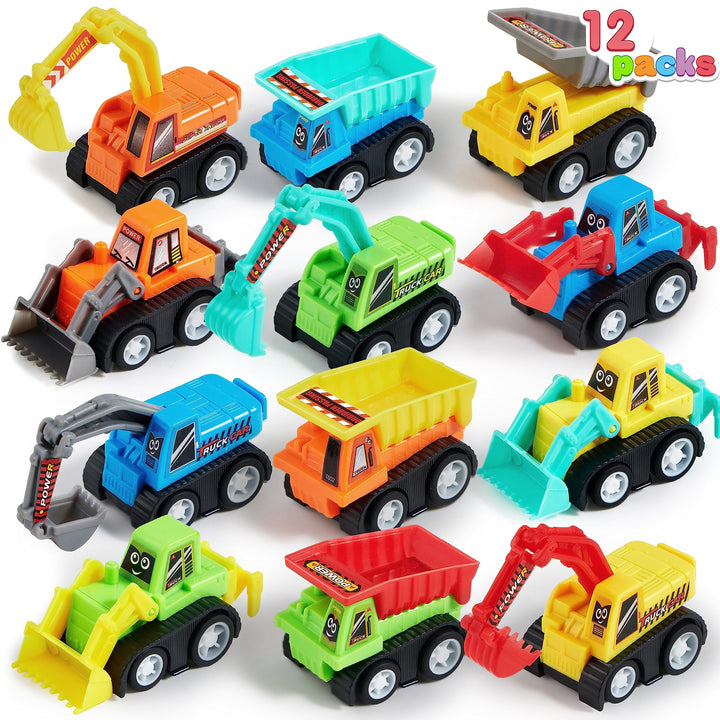 JOYIN Pull Back Construction Vehicles, 12 Count
