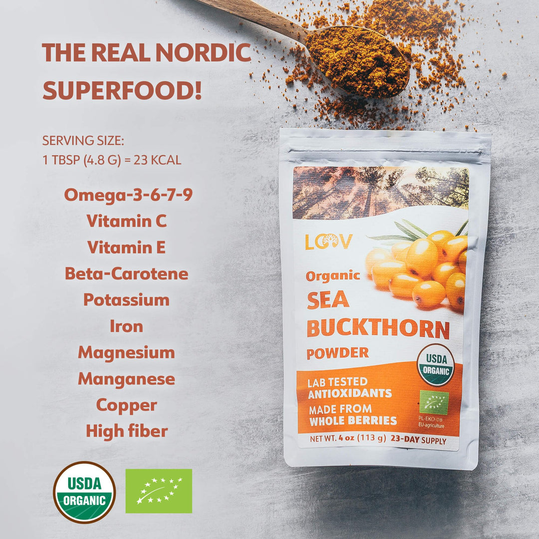 LOOV Organic Sea Buckthorn Berry Powder, 4 oz