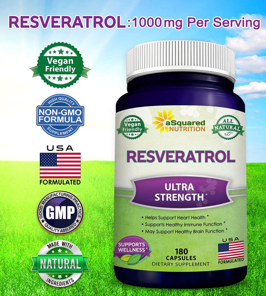 aSquared Nutrition Resveratrol Supplement, 1000 mg, 180 Count