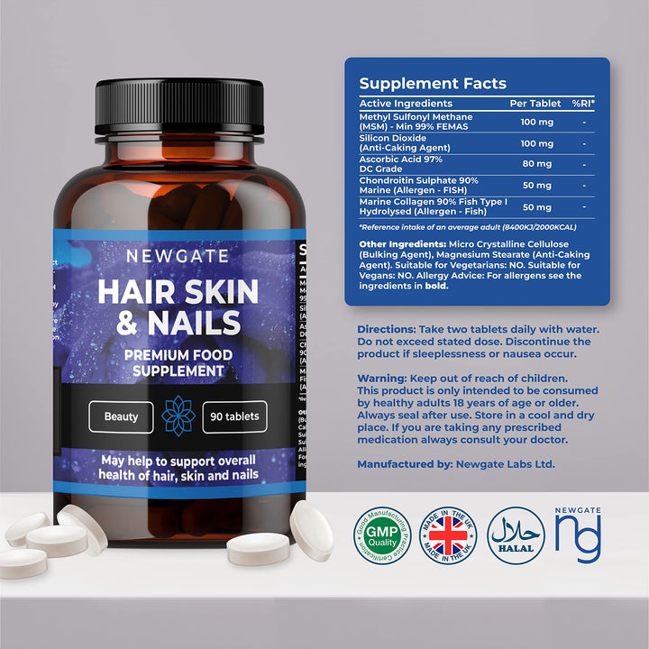 Newgate Labs Hair Skin And Nails Tablets, 90 Count