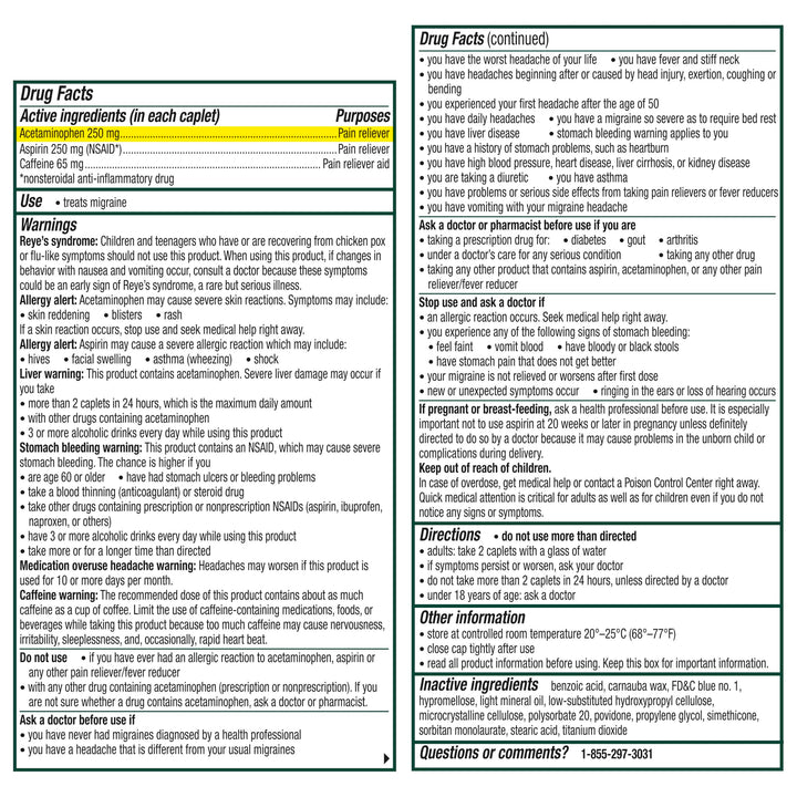 Excedrin Migraine Relief Caplets, 200 Count