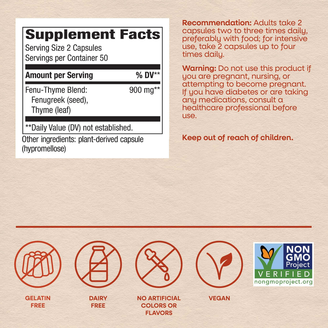 Nature's Way Fenu-Thyme, 450 mg, 100 Count