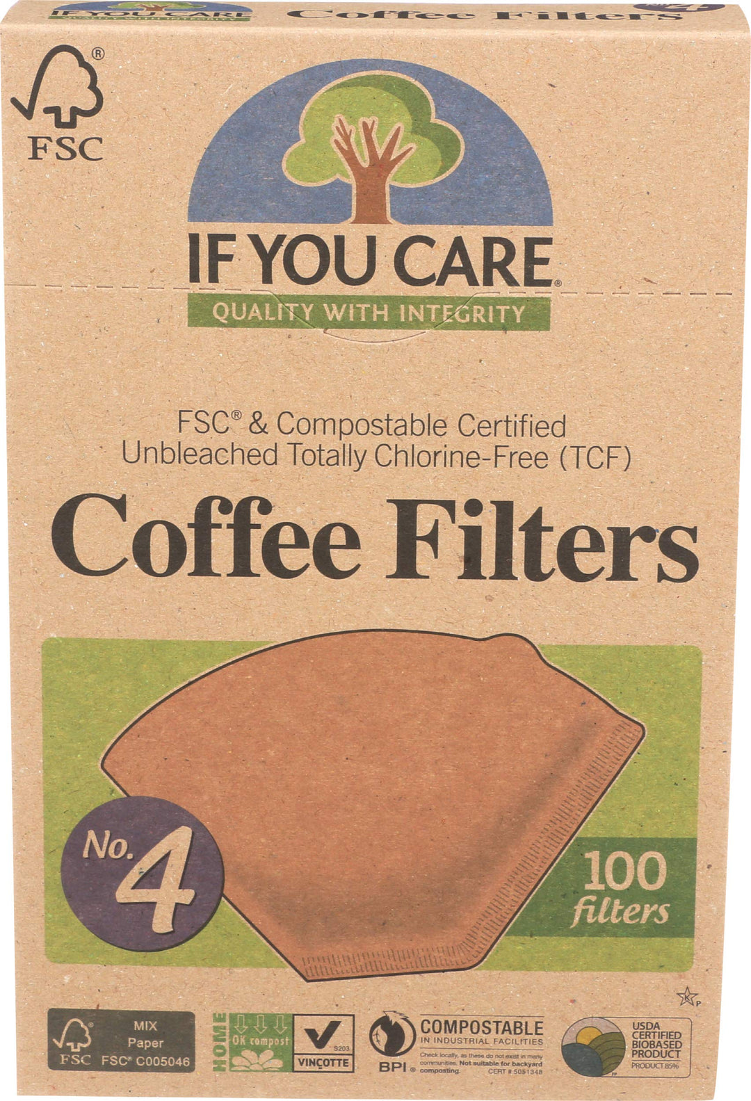 If You Care Coffee Filters, No. 4, 100 Count