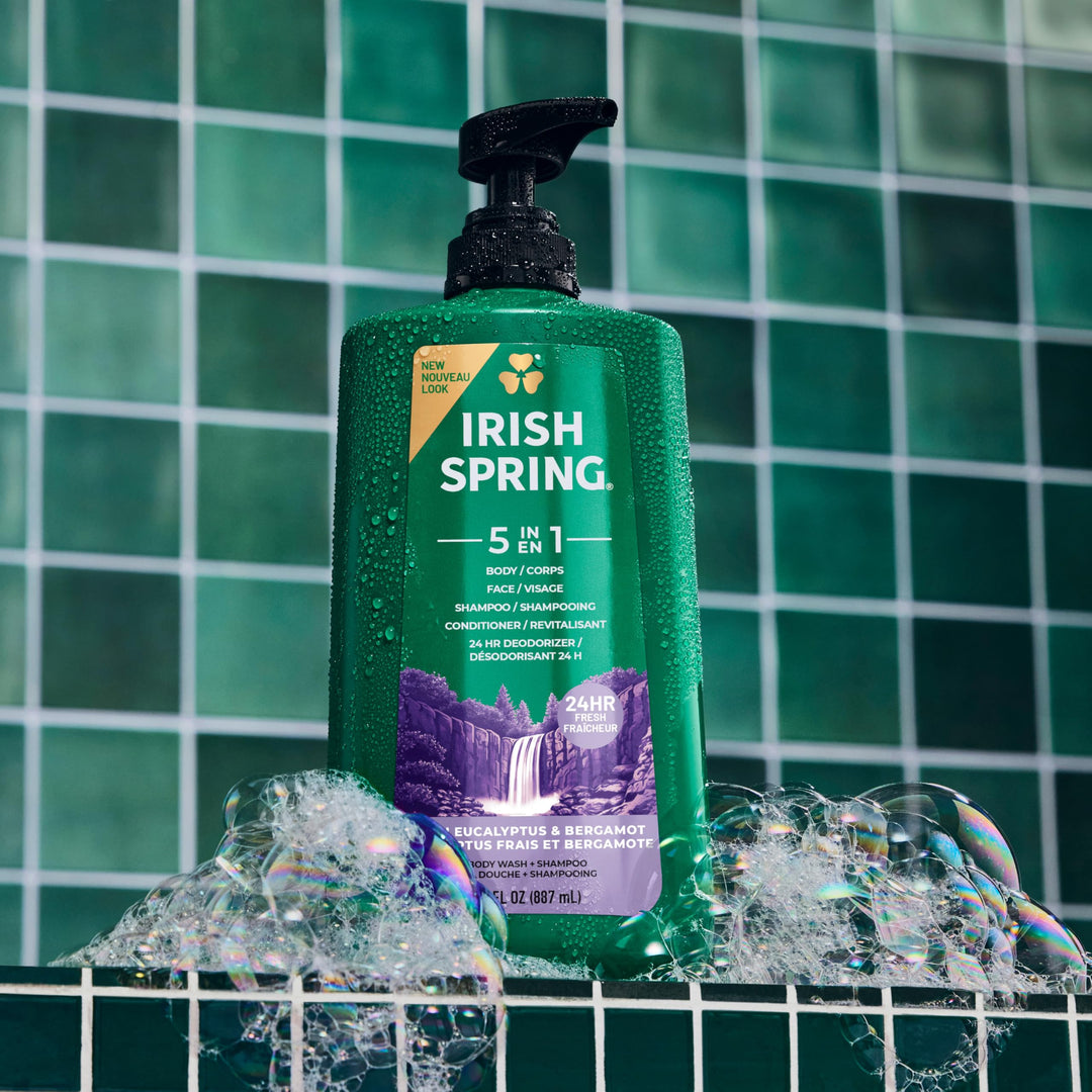 Irish Spring 5 in 1 Body Wash, Fresh Eucalyptus & Bergamot, 887 ml