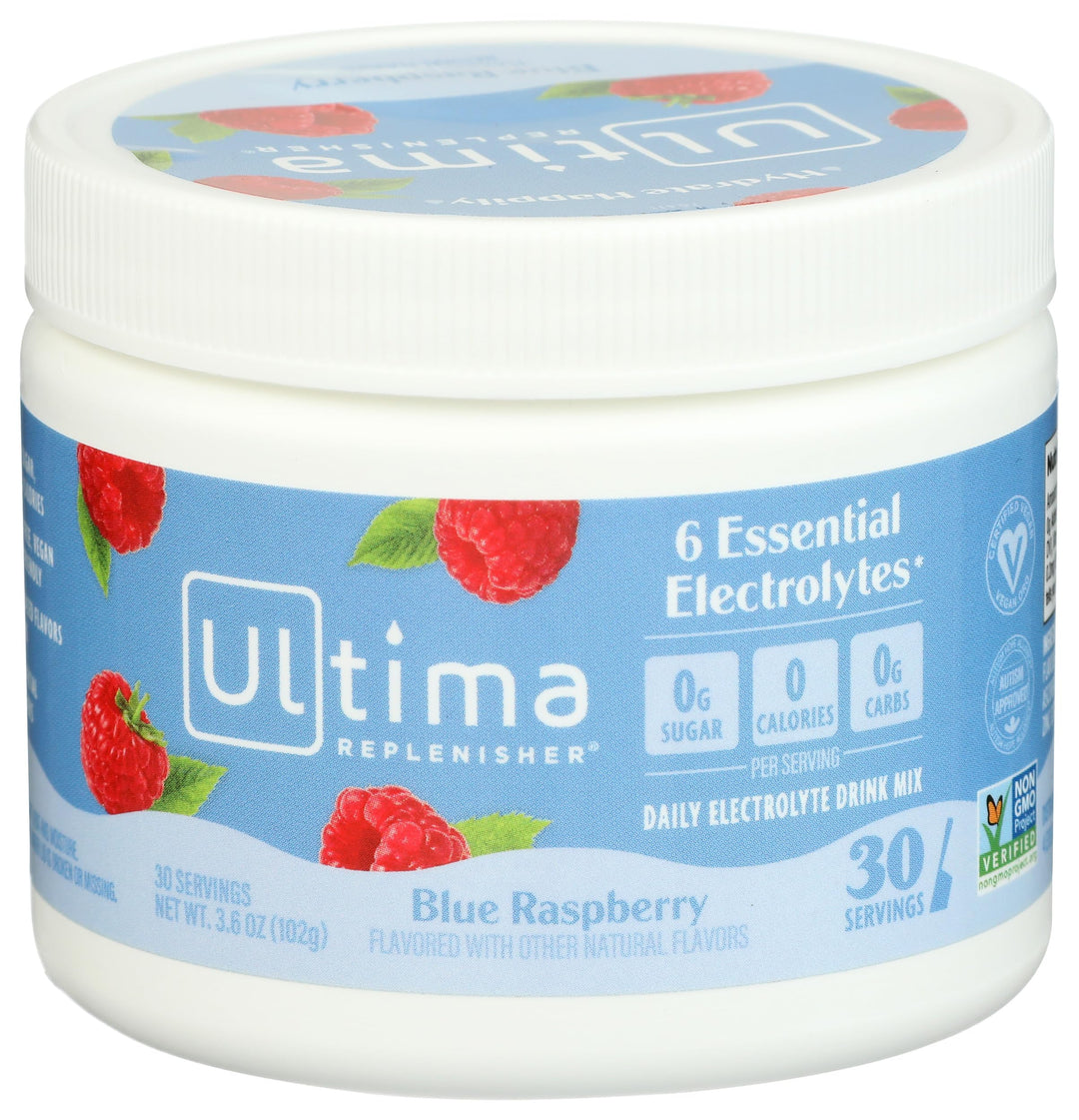 Ultima Replenisher Electrolytes Powder, Blue Raspberry, 30 Count