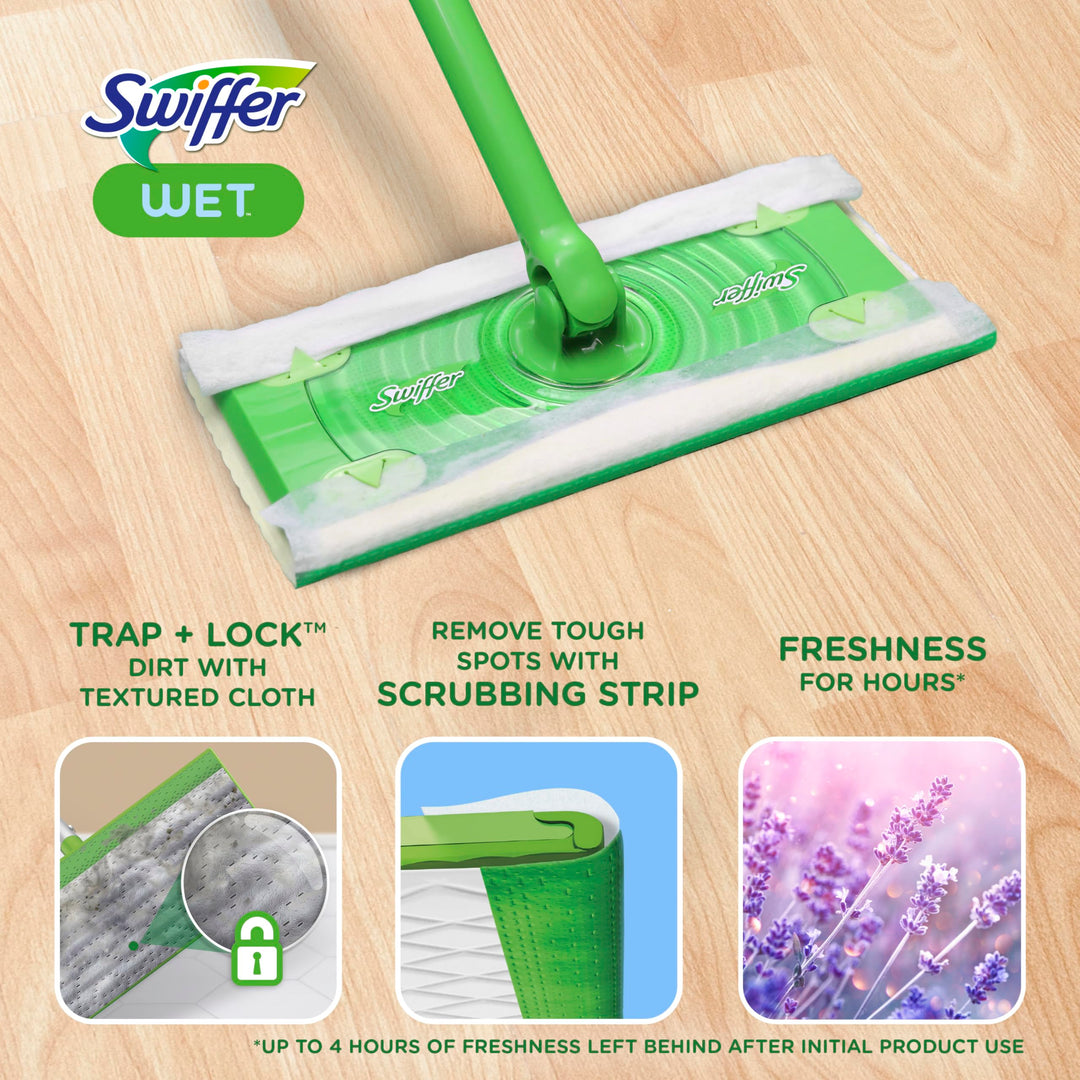 Swiffer Sweep + Mop Wet Pads Refill, Lavender, 12 Count