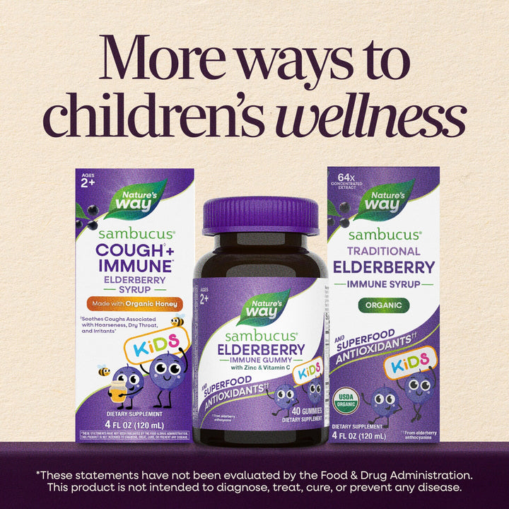 Nature's Way Sambucus Elderberry Gummies For Kids, Berry, 60 Count