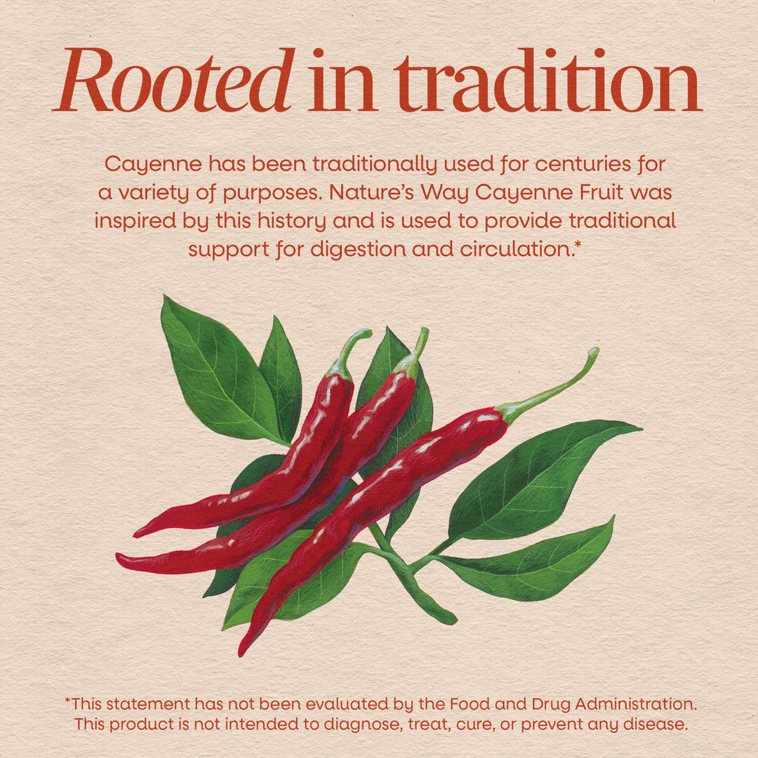 Nature's Way Cayenne Fruit Capsules, 450 mg, 180 Count