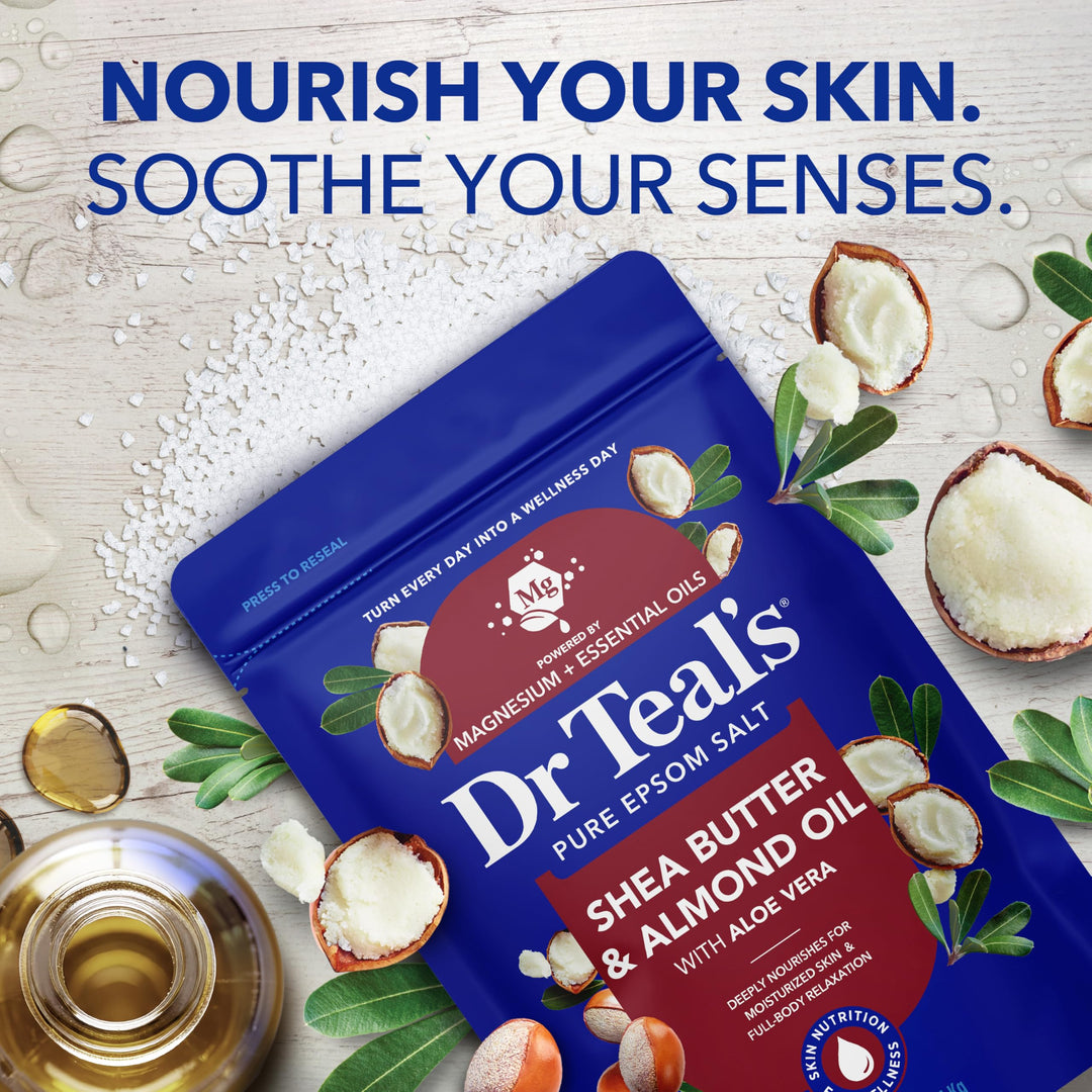 Dr Teal's Epsom Salt Magnesium Soak, Shea Butter & Almond Oil, 3 lb