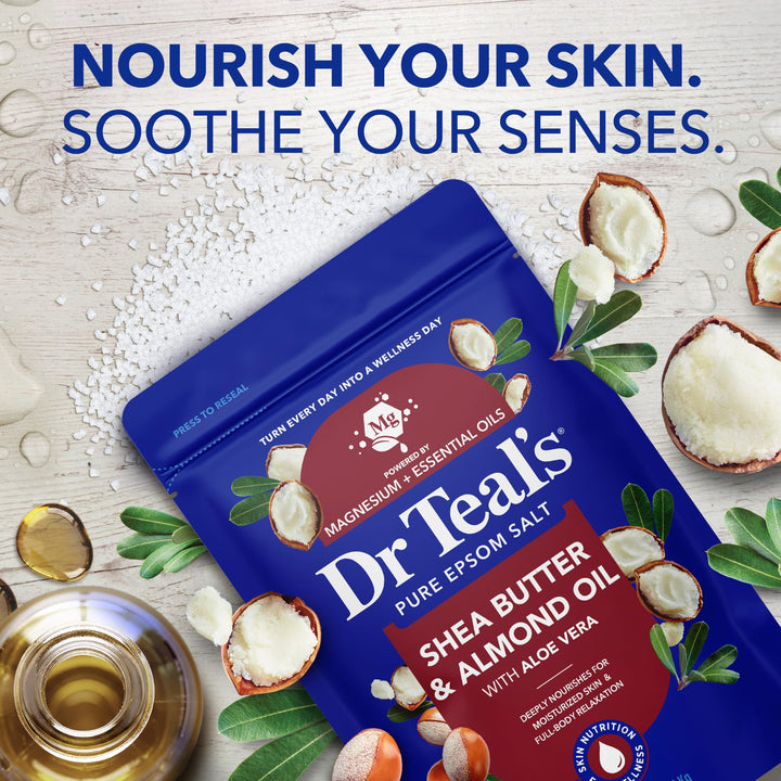 Dr Teal's Epsom Salt Magnesium Soak, Shea Butter & Almond Oil, 3 lb