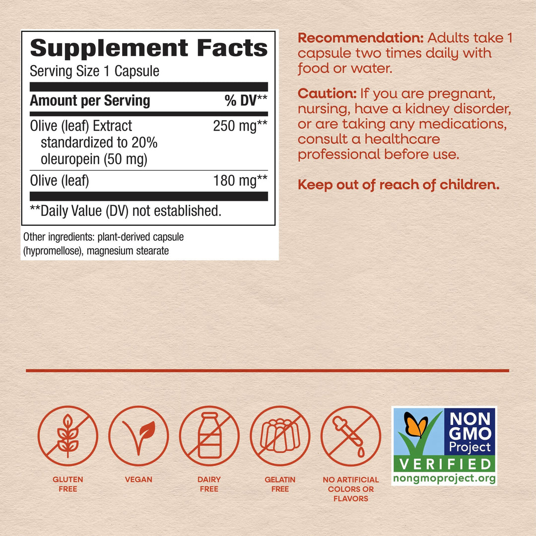 Nature's Way Olive Leaf Extract, 250 mg, 60 Count