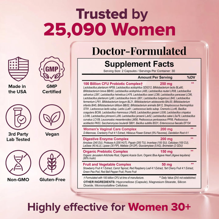 Wholesome Wellness Raw Probiotics for Women, 100 Billion CFUs, 60 Count