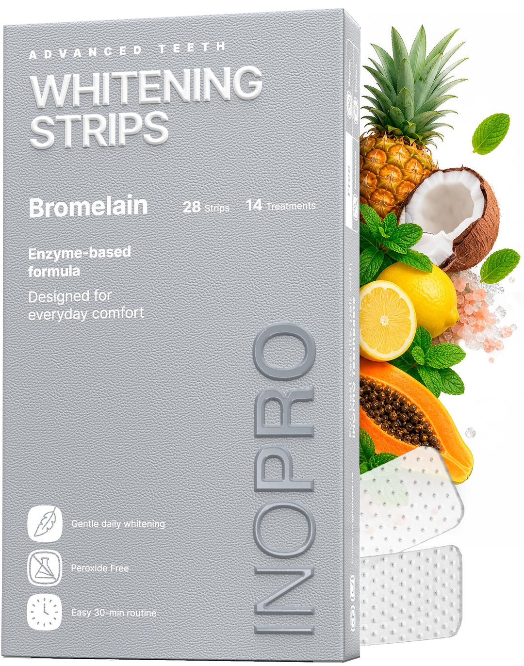 INOPRO / Natural Teeth Whitening Strips Kit, 14 Treatments