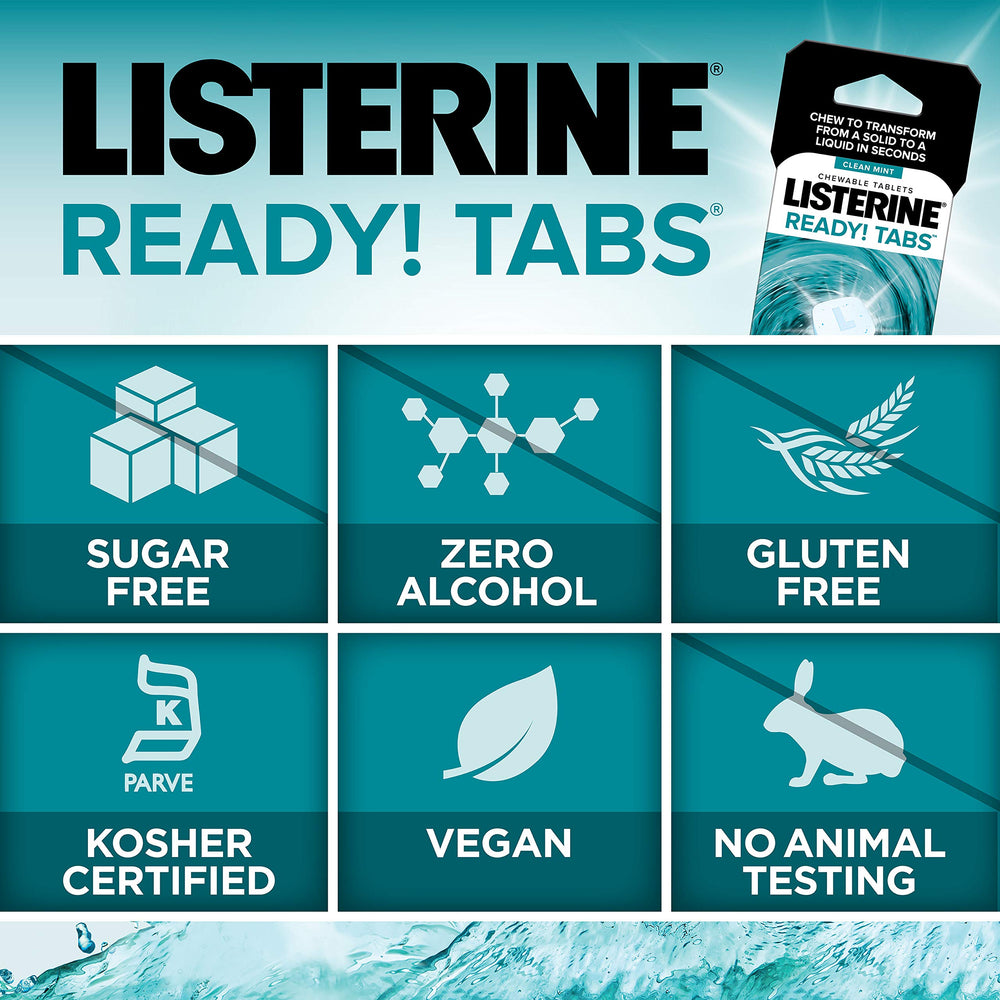 Listerine Ready Chewable Tablets, Clean Mint, 8 Count