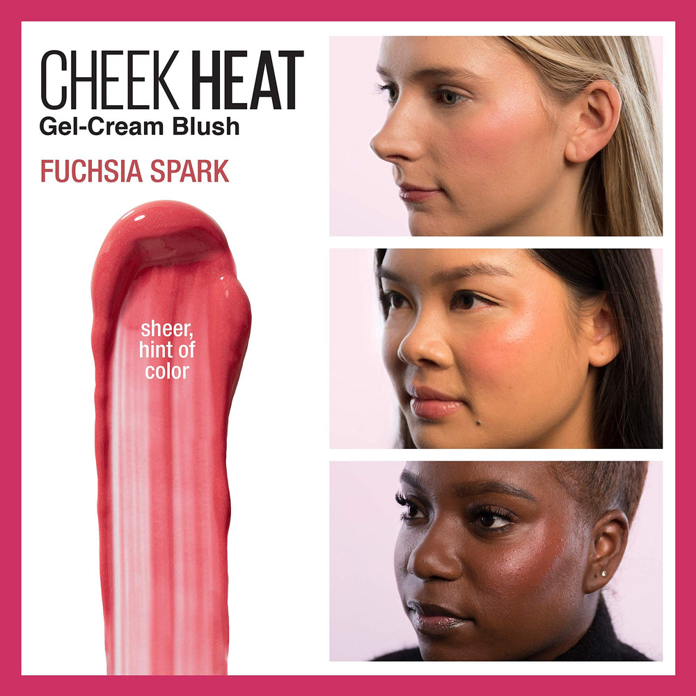 Maybelline New York Cheek Heat Gel Cream Blush, Fuchsia Spark, 0.27 fl oz