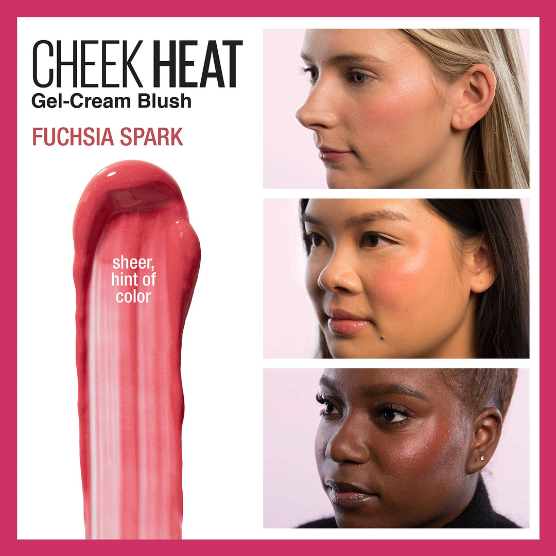 Maybelline New York Cheek Heat Gel Cream Blush, Fuchsia Spark, 0.27 fl oz