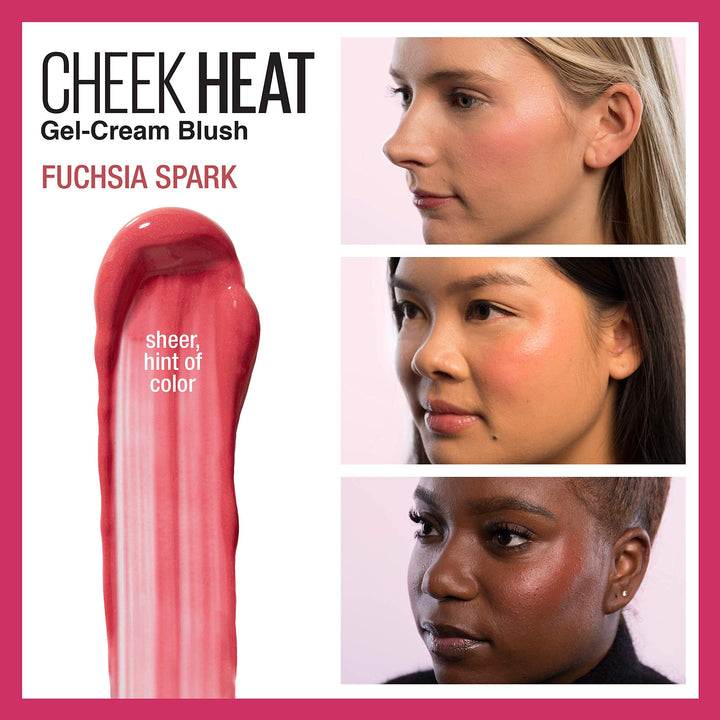 Maybelline New York Cheek Heat Gel Cream Blush, Fuchsia Spark, 0.27 fl oz