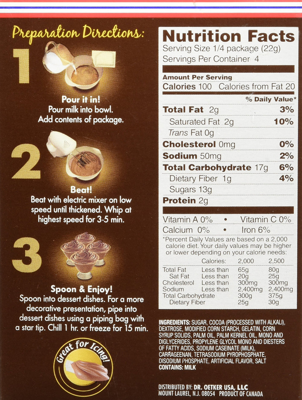 Dr. Oetker Mousse Mix, Milk Chocolate, 3.1 oz