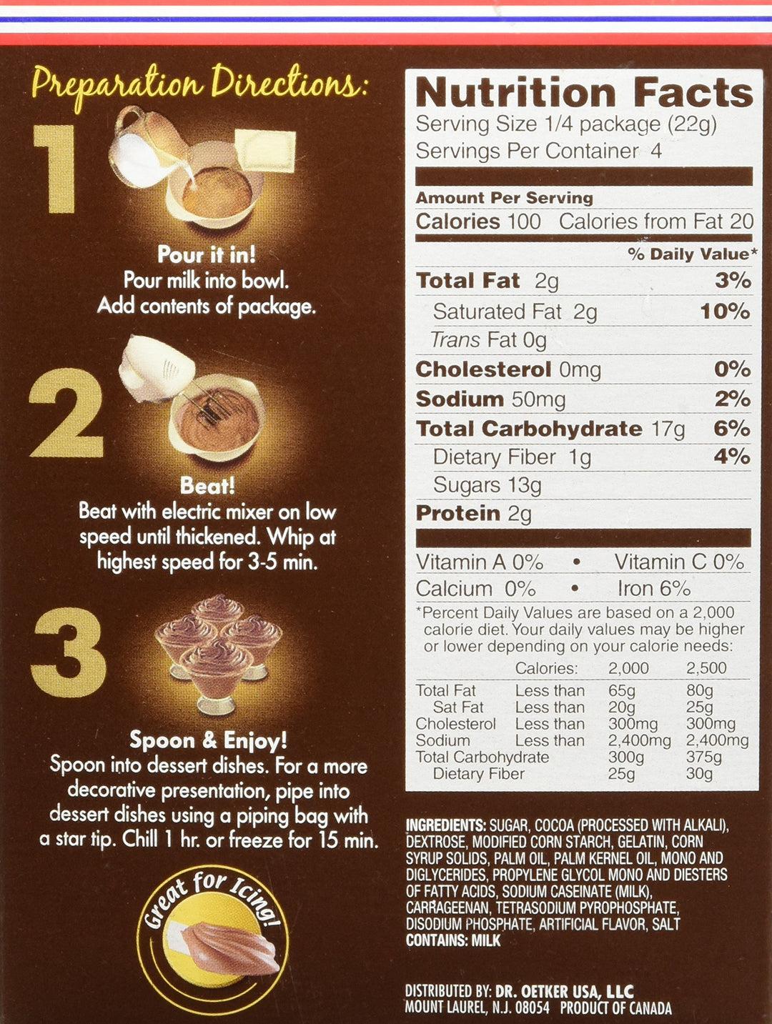 Dr. Oetker Mousse Mix, Milk Chocolate, 3.1 oz
