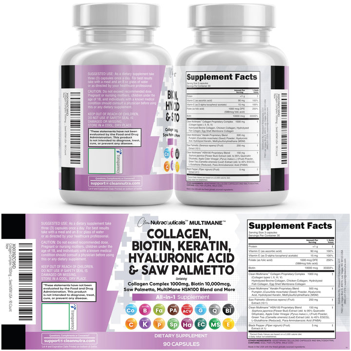 Clean Nutraceuticals Collagen Pills, 1000 mg, 90 Count