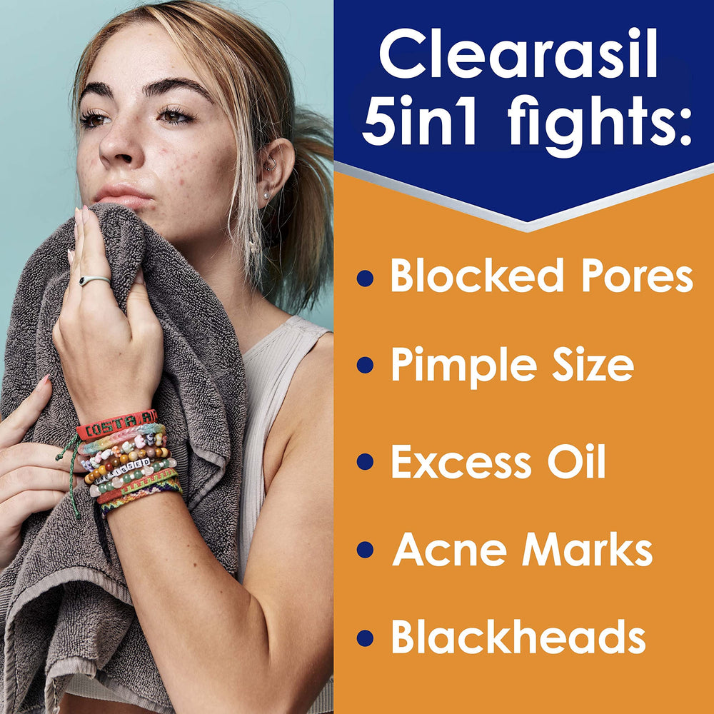 Clearasil Stubborn Acne Control 5in1 Spot Treatment Cream, Maximum Strength, 10% Benzoyl Peroxide, 1 oz