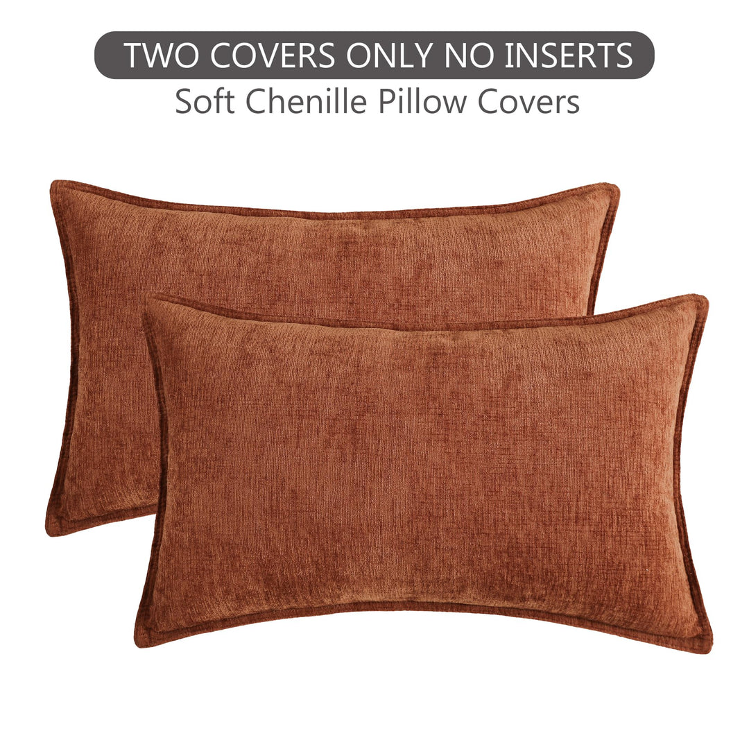 Stellhome Decorative Pillow Covers, Burnt Orange, 12x20 in, Pack of 2