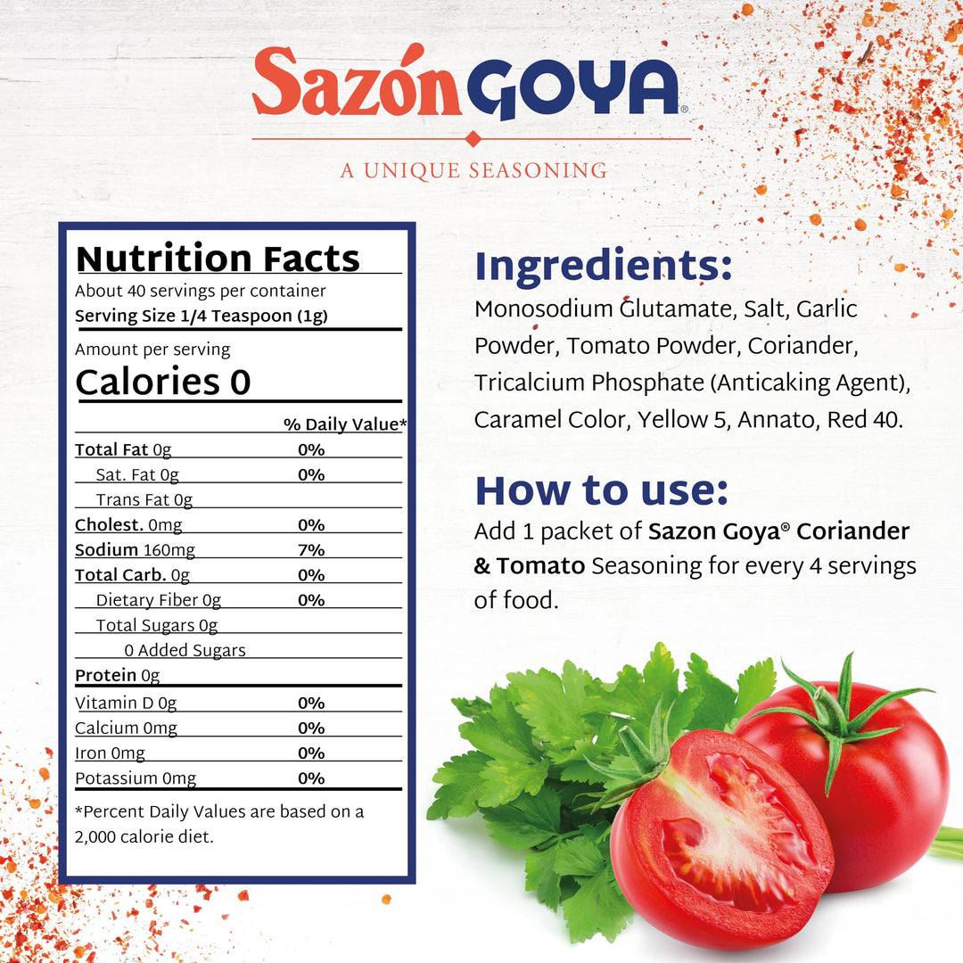 Goya Sazon Seasoning, Tomato, 1.41 oz