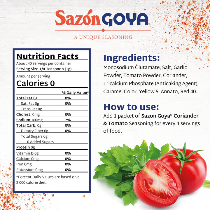 Goya Sazon Seasoning, Tomato, 1.41 oz