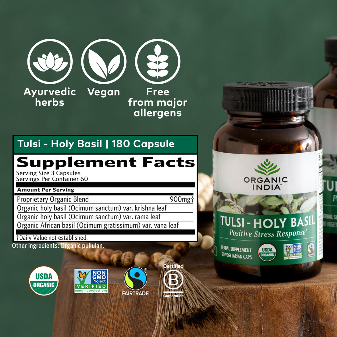 ORGANIC INDIA Tulsi Holy Basil Extract, 180 Count