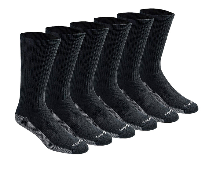 Dickies Dri-Tech Moisture Control Crew Socks, Black, 6 Count
