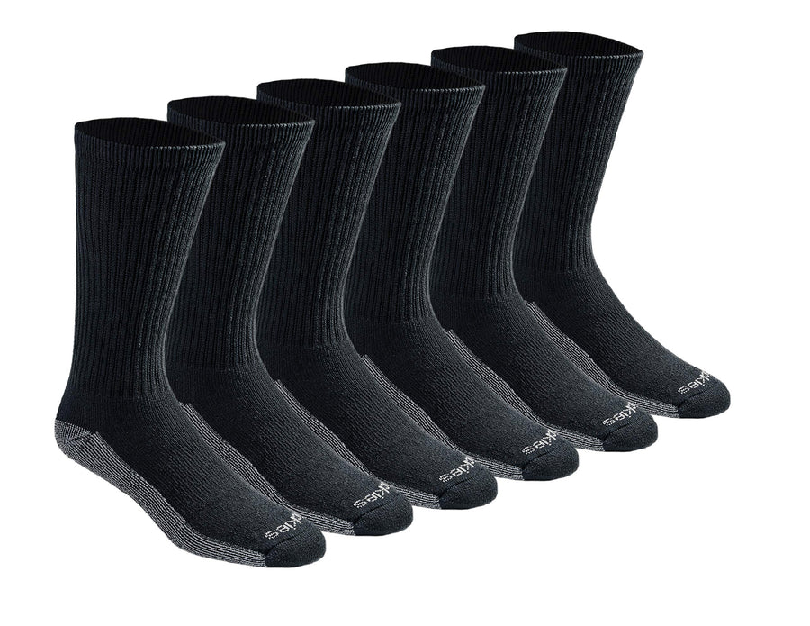 Dickies Dri-Tech Moisture Control Crew Socks, Black, 6 Count