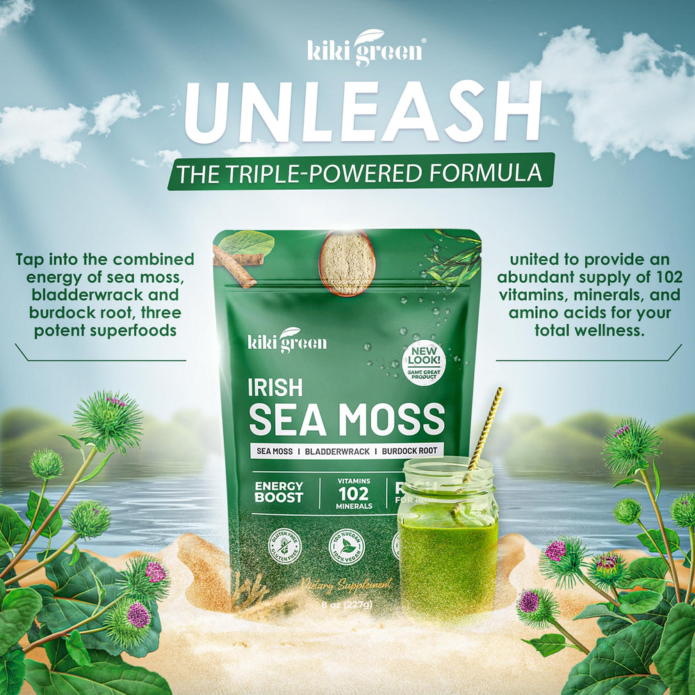KIKI Green Irish Sea Moss Powder, 8 oz