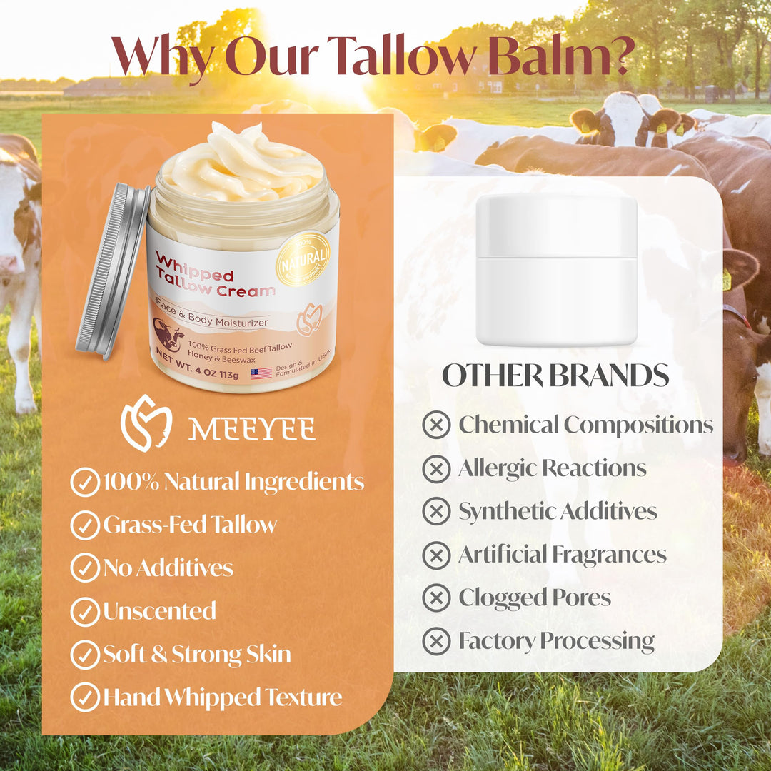 MEEYEE Beef Tallow Moisturizer, Unscented, 4 oz