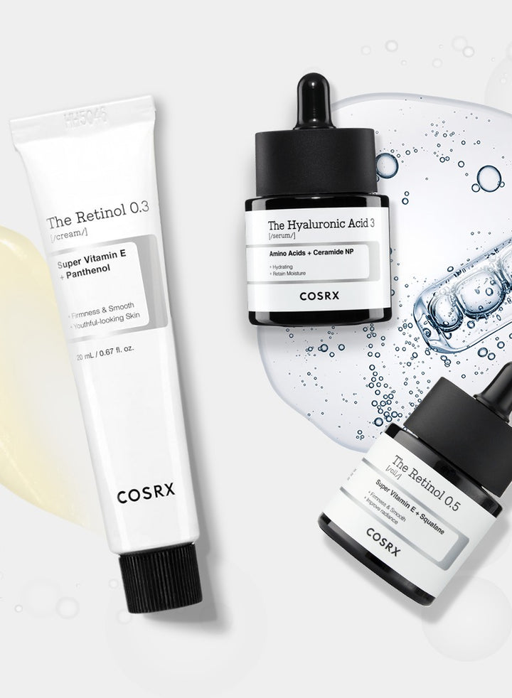 SET (COSRX The Retinol 0.5 Oi + COSRX The Hyaluronic Acid 3 Serum 20ml + Cosrx The Retinol 0.1 cream, 0.67 Fl.oz  )