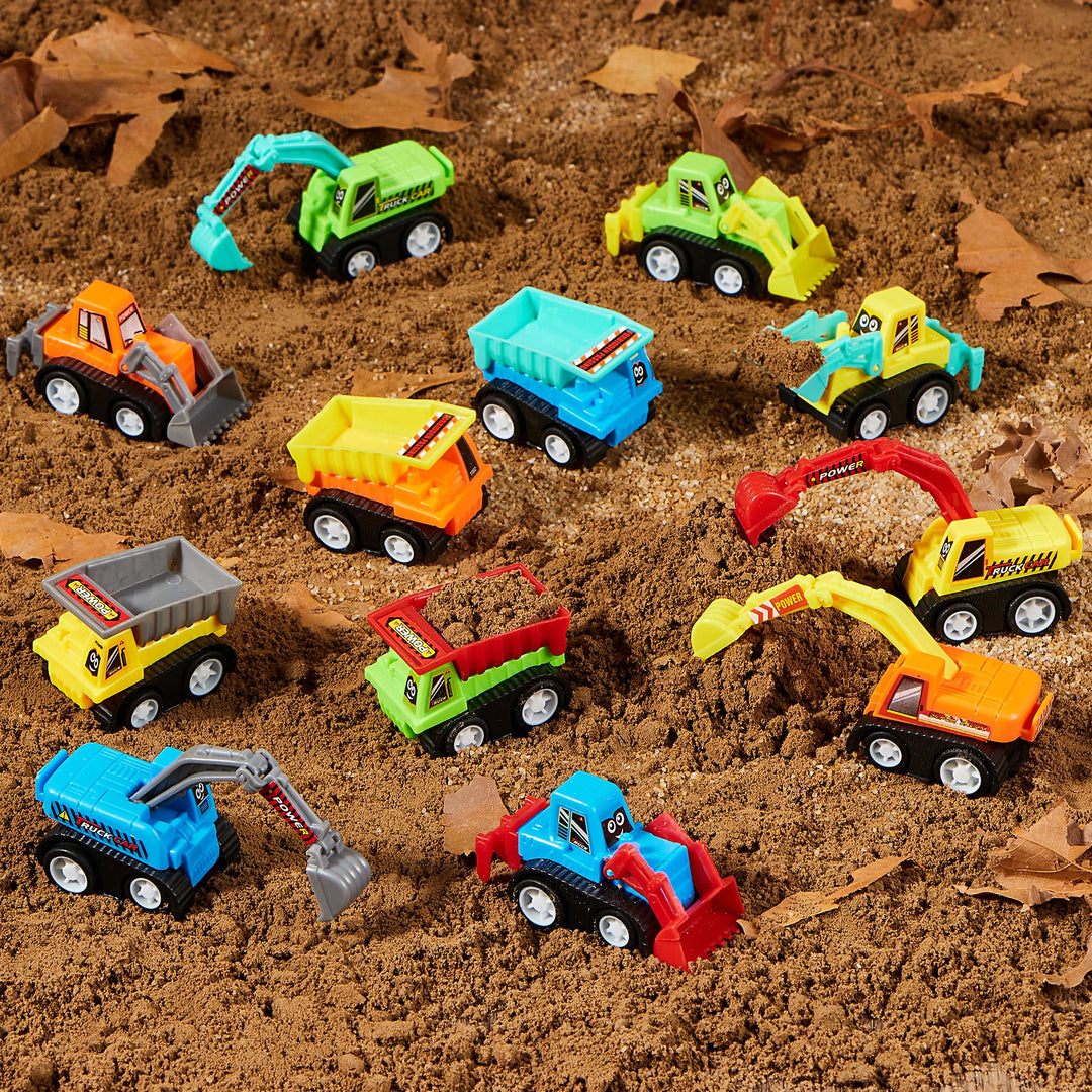 JOYIN Pull Back Construction Vehicles, 12 Count